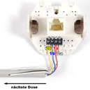 Detailansicht der Schaubleiste einer ISDN-Dose (IAE-Dose) mit integriertem Endwiderstand am Ende des S0-Bus - Klicken f�r eine detailliertere Ansicht!