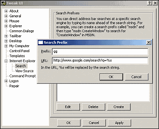 Tweak UI: Google Search-Prefix f�r IE einstellen