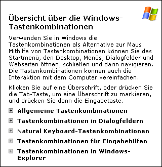 Komplette Referenz aller Tastaturk�rzel